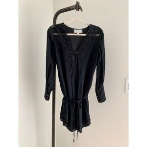 Beyond Vintage Black Lace Empire Waist Tunic Top
